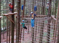 high ropes course in action